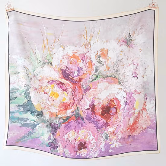 Custom Digital Print 100% Mulberry Silk Scarf for Lady