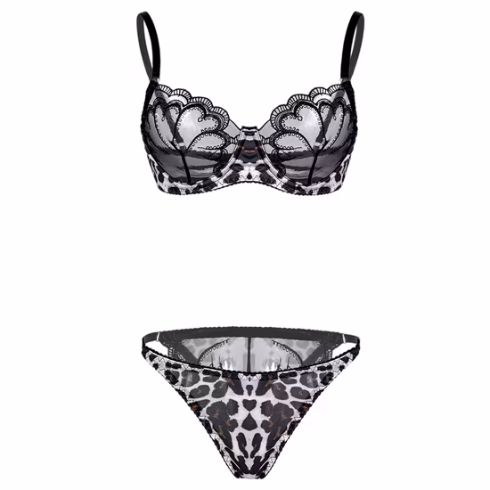 Black Hot Design Lacy Sexy Bra Set Lingerie for Ladies