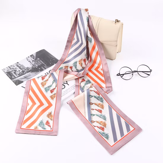 14X145cm Fashion Luxury Silk Satin Scarf Silk Hair Ribbon Hairband Bag Band