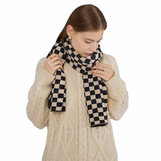 Square or Long Classic Thick Women Checked Plaid Scarf